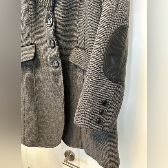 Women’s Wool Houndstooth Winter Coat with Vegan Leather Accents Size 14 - Picture 3 of 9